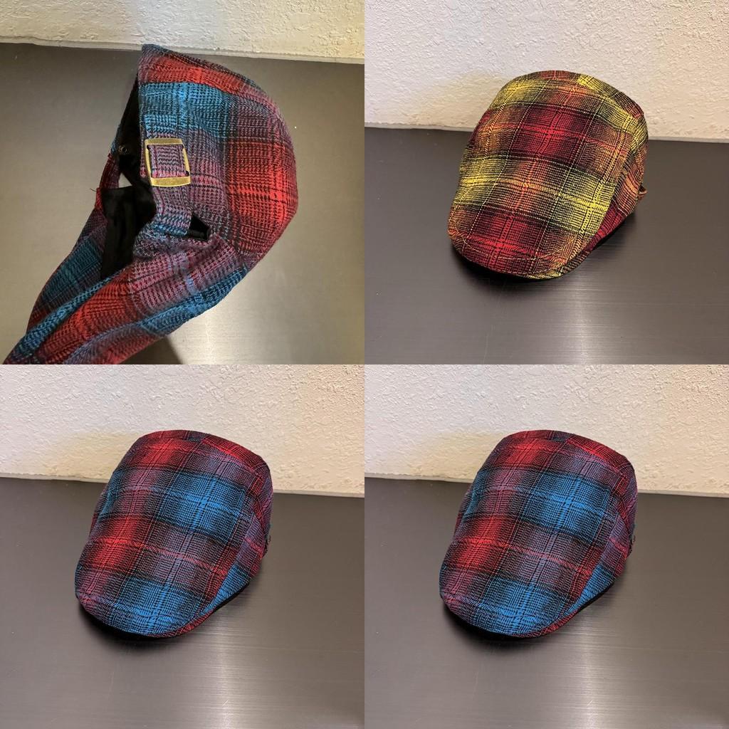 Retro Check Pattern Flat Cap For Casual Fall And Winter Wear