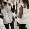 Winter Cotton Vest Women Single-breasted Stand Collar Padded Thicken Solid Color Waistcoat Keep Warm Neck Protection Sleeveless for Outdoor