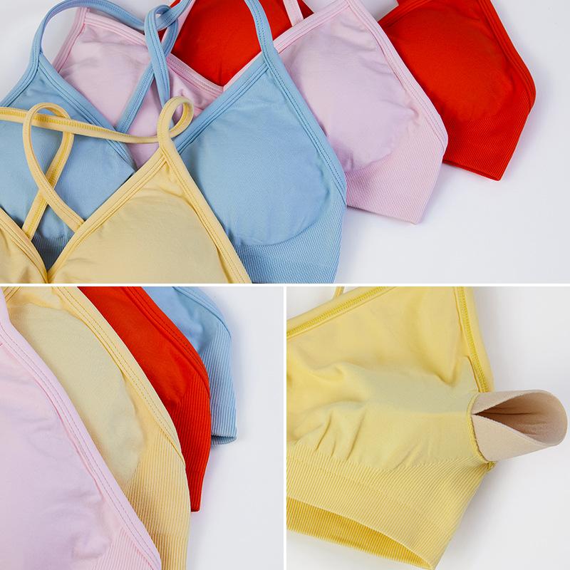 New Chest Pleated Sexy Yoga Bra For Women, Seamless Back Sports Bra, Quick Drying Running And Fitness Suit