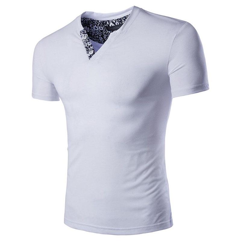 Premium Quality Men's T-shirt Slim Fit Floral V-neck Casual Tee For Everyday Wear