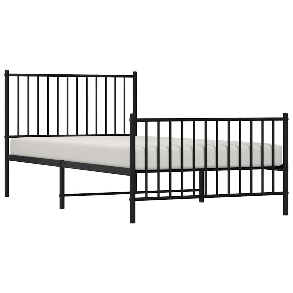 Vidaxl Struttura Letto in Metallo con Testiera e Pediera, Nera, 100X200cm