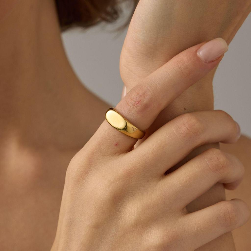 18k Gold Minimalist Cold Style Polished Ring Band
