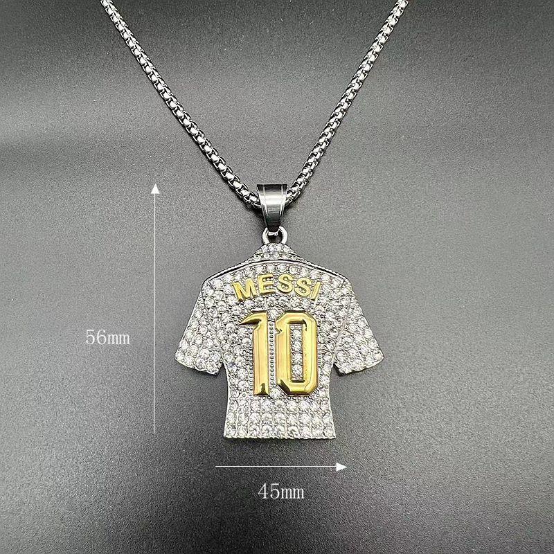 HNSP Lionel Messi Cristiano Ronaldo Jersey Pendant Chain Necklace For Men Boy Soccer Fan Gifts Football Zircon Accessories