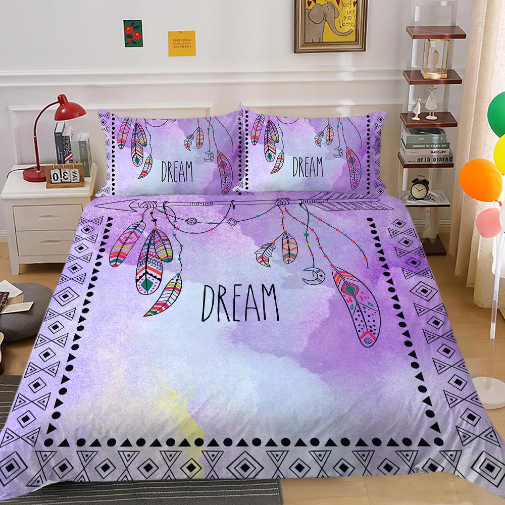 3D Printing Duvet Cover Set Dream Catcher Pattern Beding Cover Comforter Cover Set with Pillowcase Girl Single Size Bedding Set