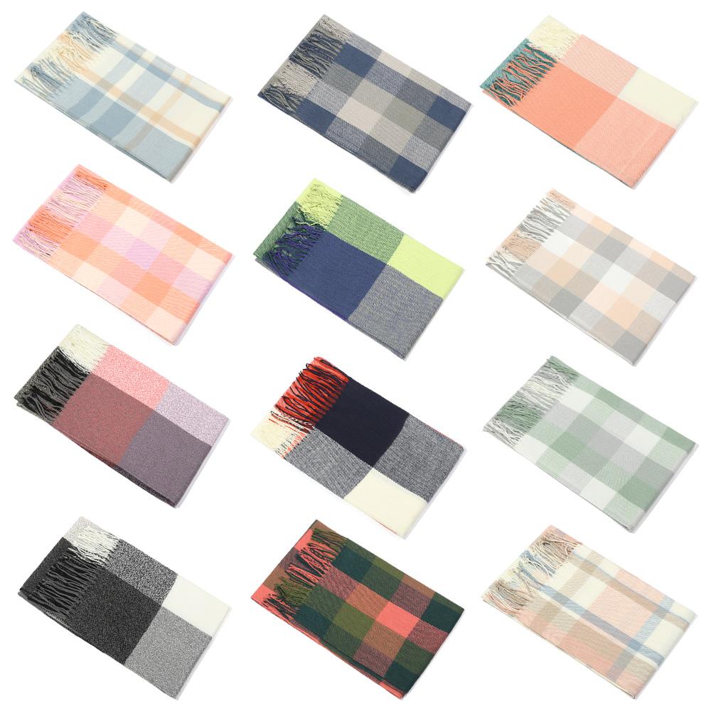 Herbst Winter Gestrickte Karoschals Kaschmir Schal Wickeltuch Breite Karos Schal Decke Warmer Kragen