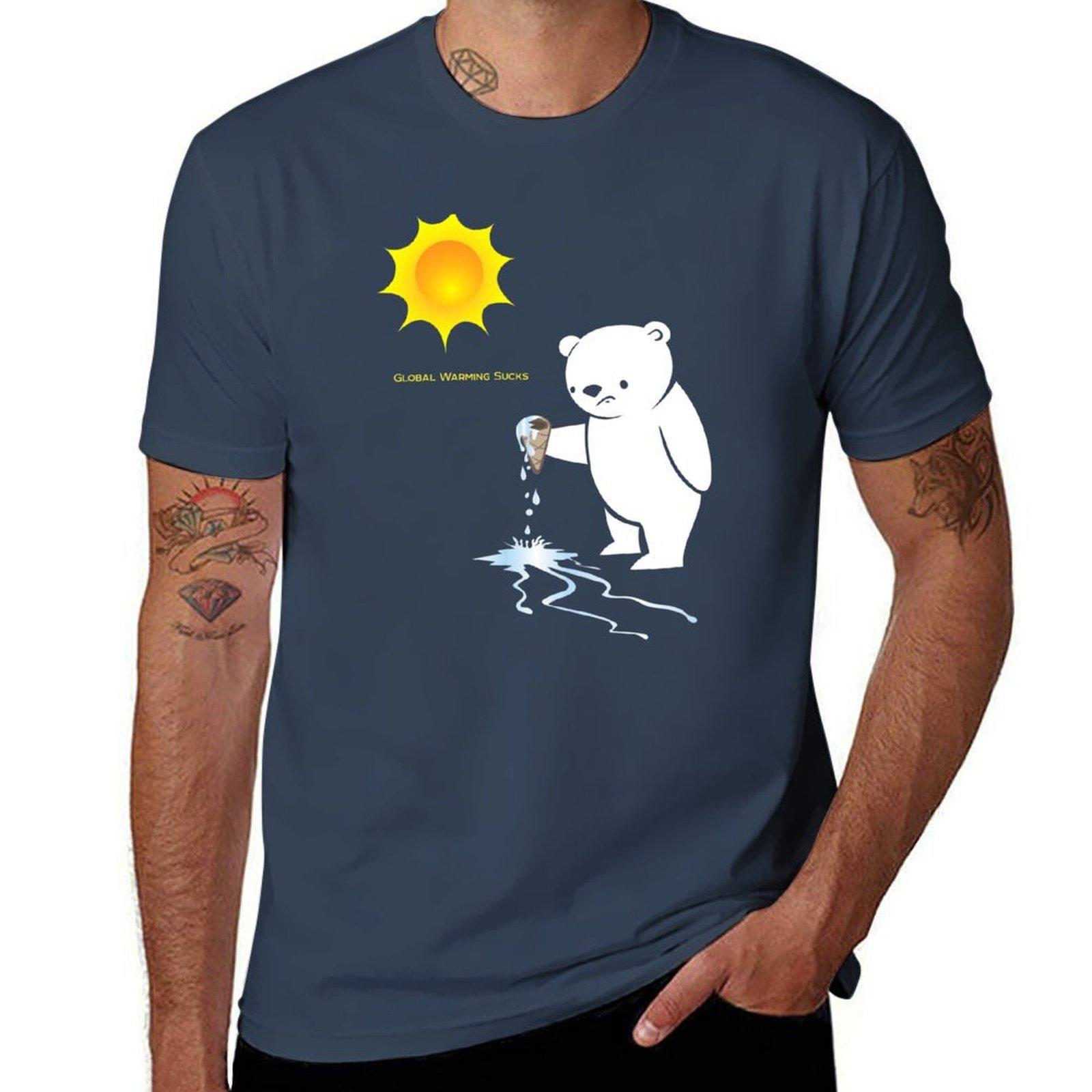 Global Warming Sucks Polar Bear TShirt Everyday Wear Basic Short Sleeve Top S