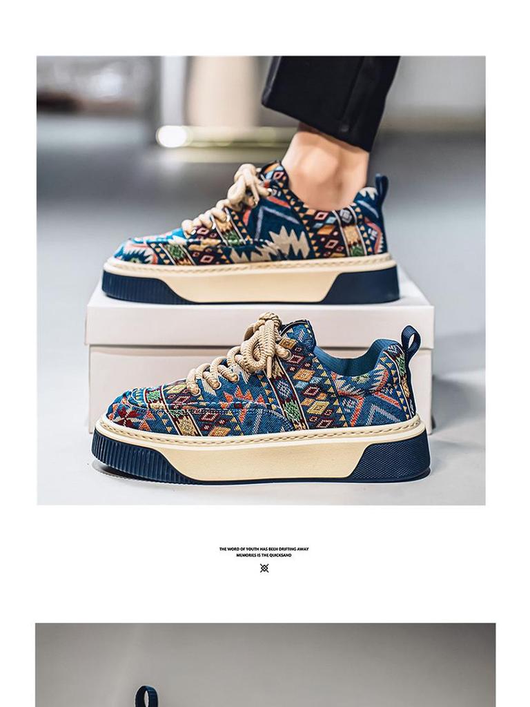 Pánské trendy retro plátěné tenisky s nízkým svrškem - ležérní jarní/letní streetový styl