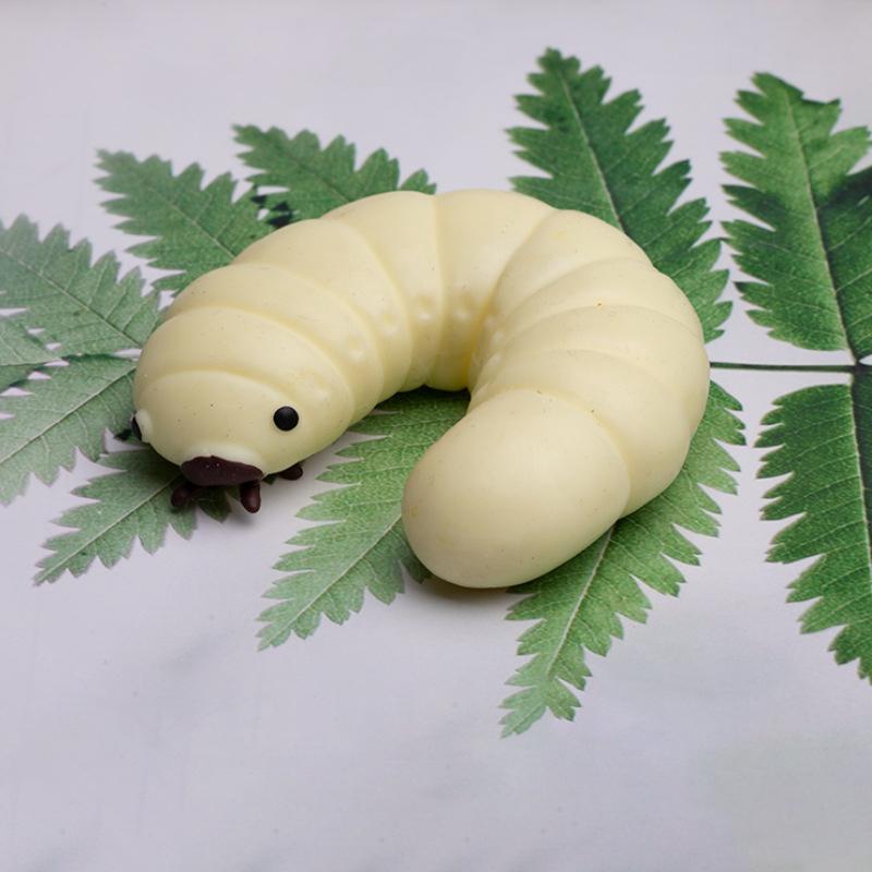 Simulation Soybean Mealworms Stress Relief Toy Slow Rebound Soft Mochi Toys Creative Funny Squishy Toy Sensory Fidget Toys Gifts