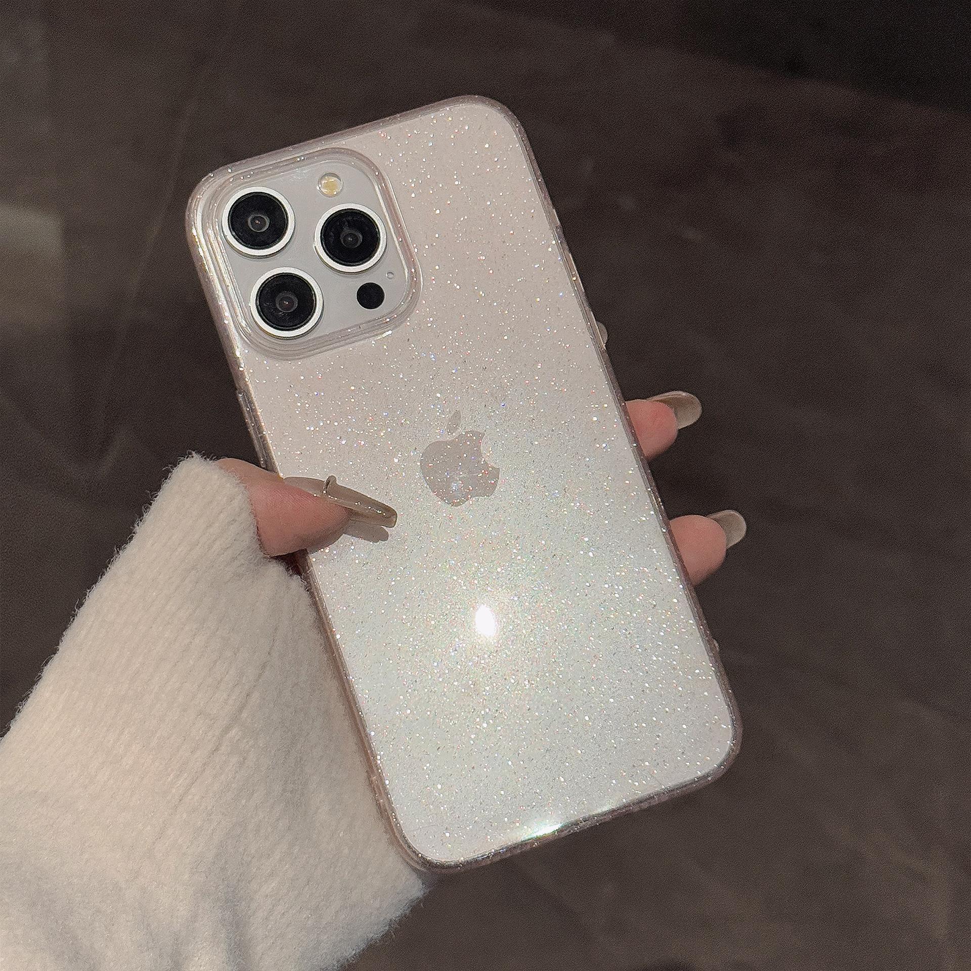 

Pink Glitter for Apple 16 Promax Mobile Phone Case 17 for IPhone 15 Soft Case 11 Advanced Simple 12 Transparent 11 6.1