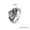 Vintage Black Zircon Ring for Men Women,Stainless Steel Antique Silver Color Signet Ring,Gothic Punk Statement Jewelry Gift