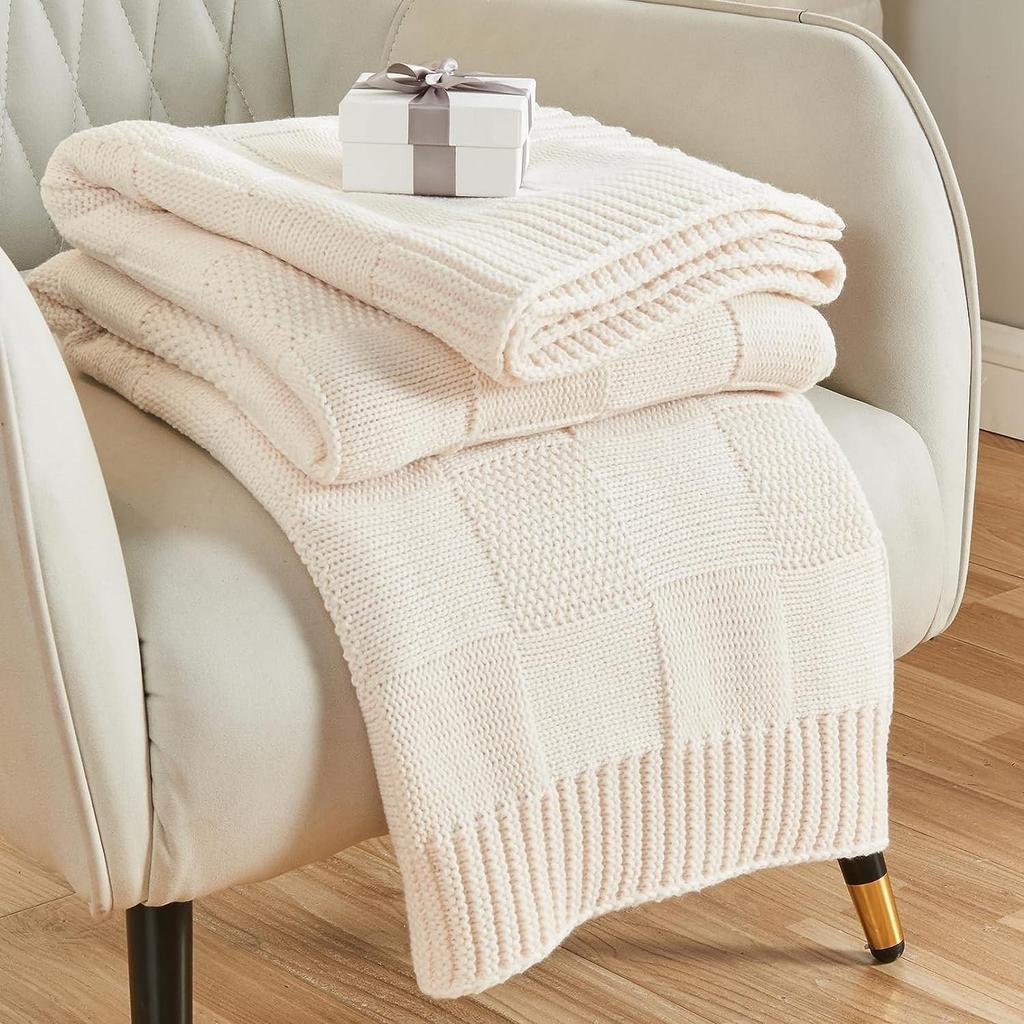 Handmade Chunky Knit Wool Blanket - Sofa or Office Nap Cover