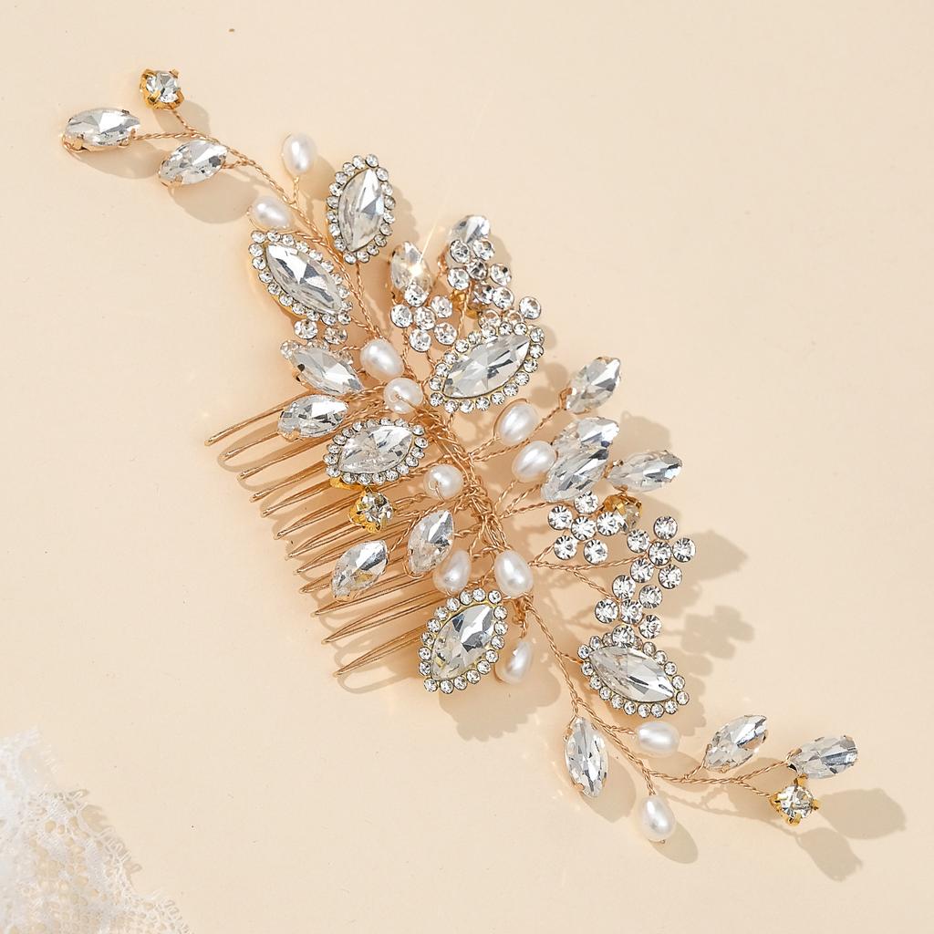 New Bridal Comb Hair Accessories Wedding Ladies Retro Hair Accessories Handmade Rhinestone Pearl Hair Comb Comb