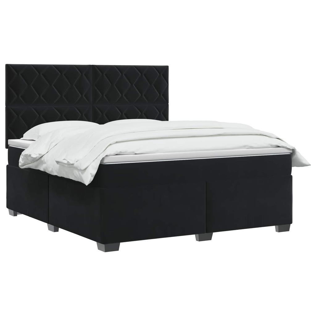 Box Spring Bed with Mattress Black 140 X 190 Cm Velvet