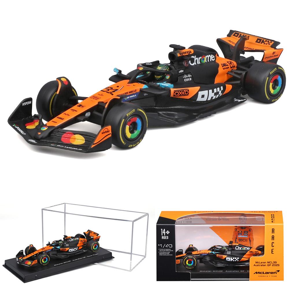 Burago 1:43 Legierung Druckguss Spielzeugauto Modell F1 McLaren UK Station Mcl39 Champion Fahrer #4 Lando Norris #81 Oscar Piastri