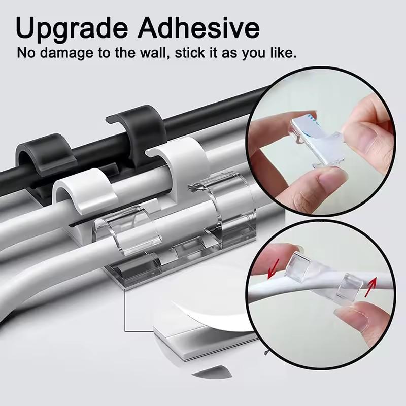 20 Pcs Cable Manager No-Punch Wall Sticker Traceless Self-Adhesive Cable Holder Wire Storage Solution Available in Three Colors