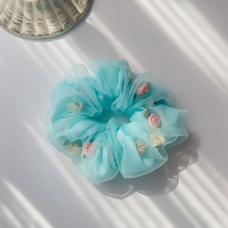 Golden Edge Head Flower Korean Hair Rope High Elastic Rubber Band Fabric Wavy Edge Large Intestine Scrunchi Hair Woman Tiara C31