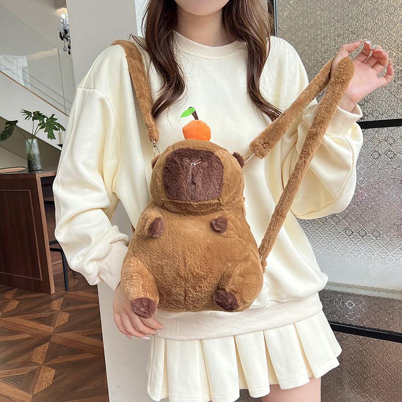 Creative cartoon doll backpack trendy cute ugly capybara plush bag