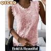 QICED Women's Fashion Casual Solid Color Print Sleeveless O-Neck  Blouses & Shirts