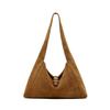 Korean Style Handheld Bucket Bag for Women, New Vintage Style Suede Leather Underarm Tote Bag