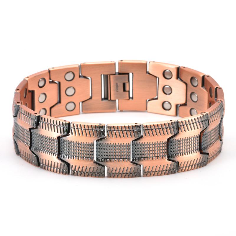 Men's Copper Magnetic Energy Bracelet - Three-Row Design with Negative Ions