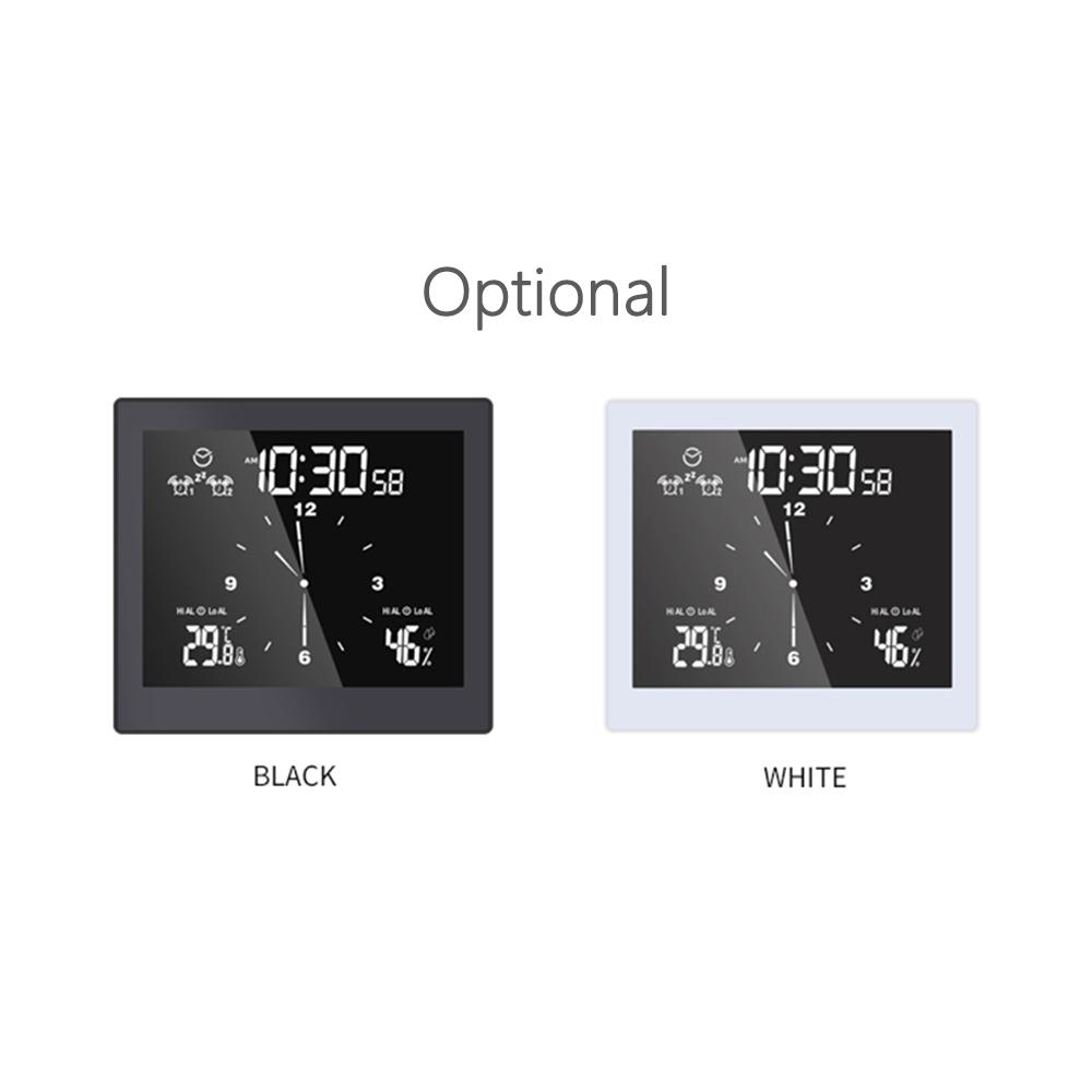 Digital Clock Temperature and Humidity Display Waterproof Wall Clock Indoor Thermometer with LCD