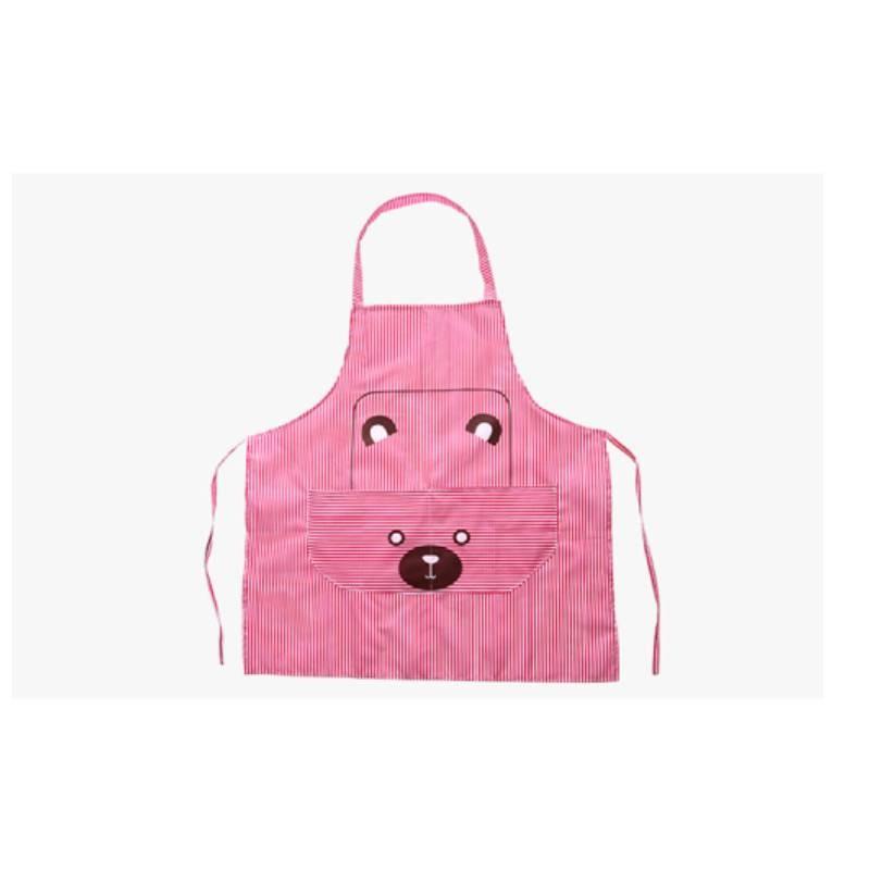 Sleeveless Apron With Bear Print For Home Cooking And Antistain Protection