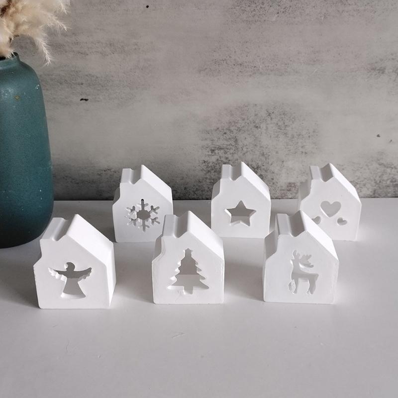 Creative 6 Cavity Silicone Mold for Ambient Light House Designs Perfect for Handmade Craft and Holiday Decorations