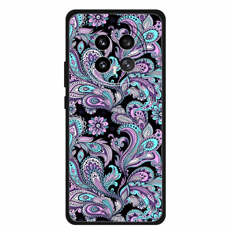 Phone Case For Honor Magic8 5G Soft TPU Black Silicone Cover For Honor Magic 8 2025 Case Coque Cartoon Flowers Protective Funda