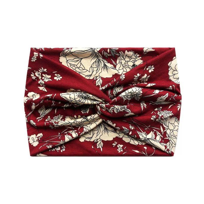 European and American Bohemian Elastic Cross Headband with Paisley Pattern and Knotted Design