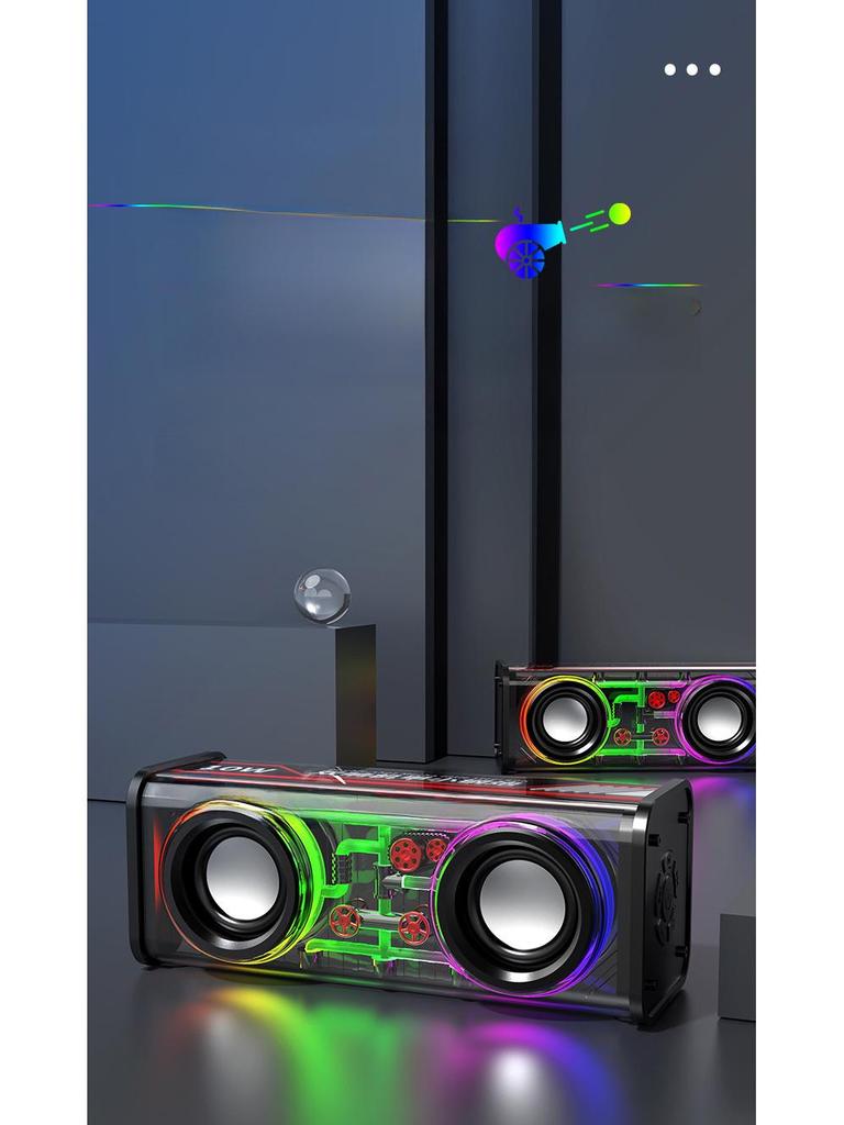 V8 Transparent Mecha Mini Bluetooth Speaker with Subwoofer