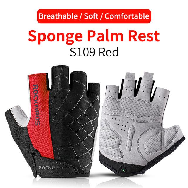 Rockbros Cycling Gloves Men Women Half Finger Gloves Breathable Sports Gloves Mtb Bike Bicycle Gloves L