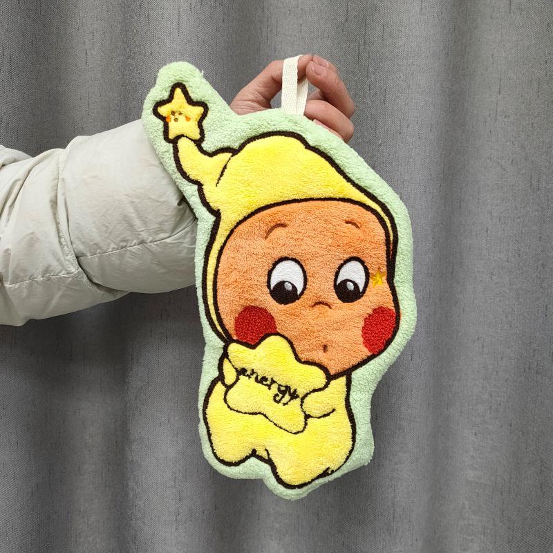 Cartoon Star Person Hand Towel for Kitchen & Bathroom - Water Absorbent Hanging Design for Kids