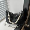 Women's Glitter Evening Bag, Black High Capacity Clutch with Zip and Removable Chain for Prom, Wedding, Party
