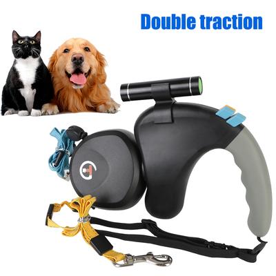 Pet Traction Rope Belt Dual Dog Rope Leash for 2 Dogs Walking with Light Double Pet Supplies Retractable Rotation Pet Rope