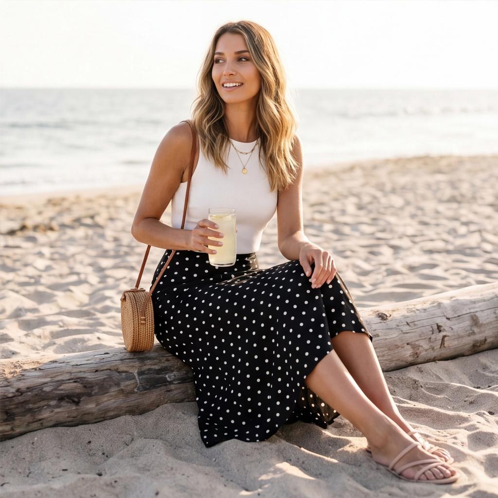 Women Bohemian Style A-Line High Waist Skirt Floral Print Satin Midi Skirt Lightweight Flowing Silhouette Summer Casual Skirt