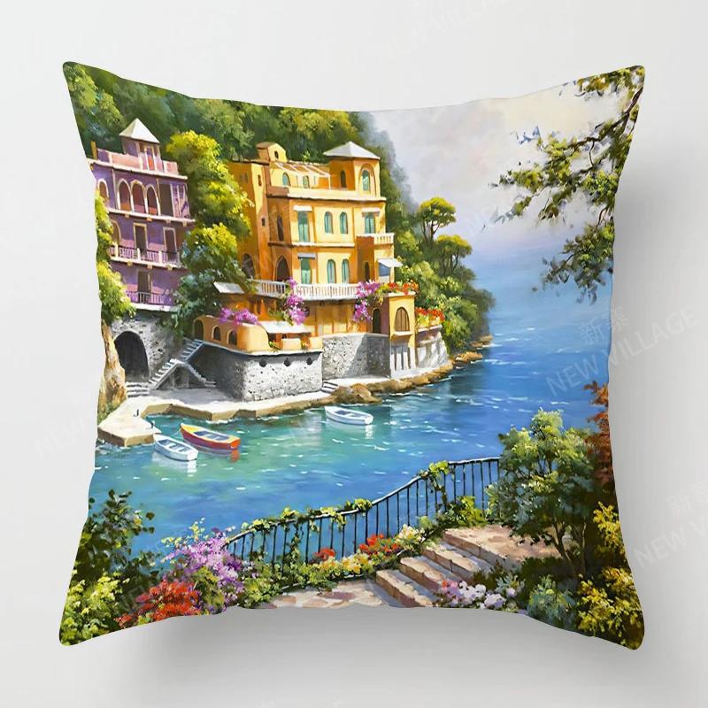 Home Living Room Decoration Cushion Covers Vintage Oil Painting Style Throw Pillow Cover4545 Pillowcase 40x40cm 50x50 45x45
