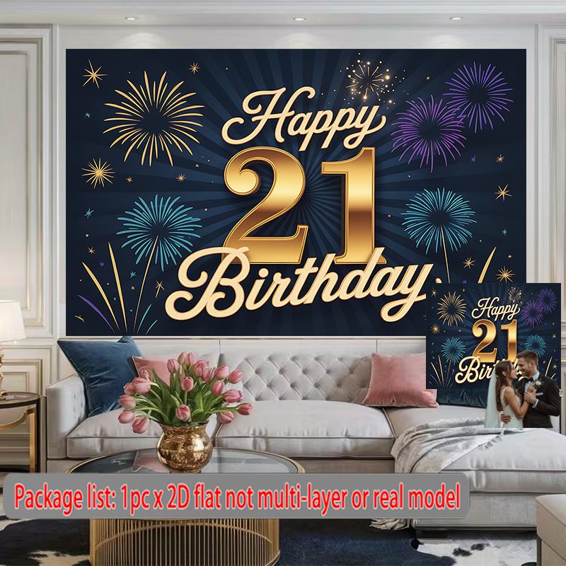 Party Backdrop Happy 21St Birthday 21St Birthday Flat Pchappy Celebrationwall Event Photo Background Front Door Decor
