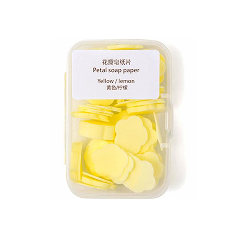 

100 шт./кор., портативное, приятное для кожи, свежее мытье рук, ломтик туалетного мыла, одноразовое мыло с лепестками, хлопья, домашнее для девочек/путешествий жёлтый