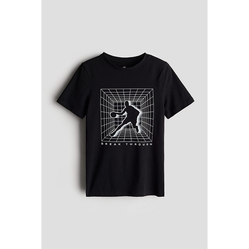 

HM Children s Clothing Boys T-shirt Autumn Crew Neck Cotton Jersey Print Sports Short Sleeve Tops 1232312