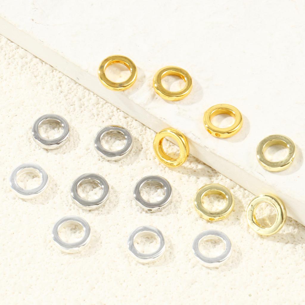 10 PCs Brass End Caps Bead Tip Double Hole Connector Round Rings End Caps For Necklace Bracelet Jewelry Making Accessory 9mm Dia