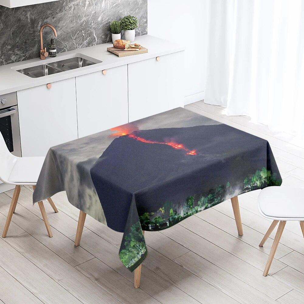 Vulkanausbruch Magma bedruckte Tischdecke Camping wasserdicht rechteckig Home Restaurant Tischdekoration