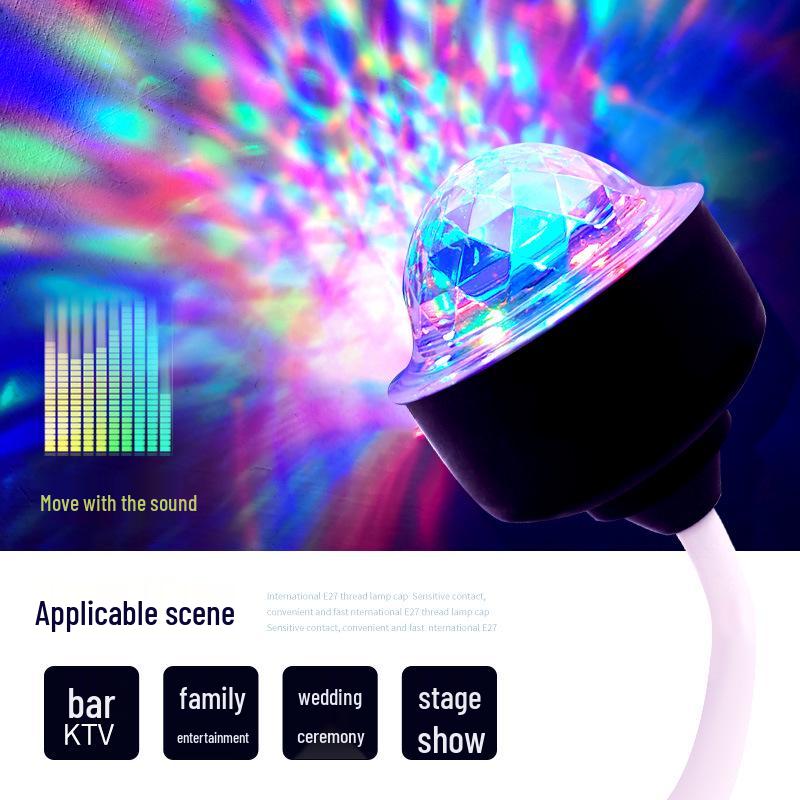 USB Voice-Controlled Starry Projection Lamp - Seven-Color Atmosphere for Car & Home