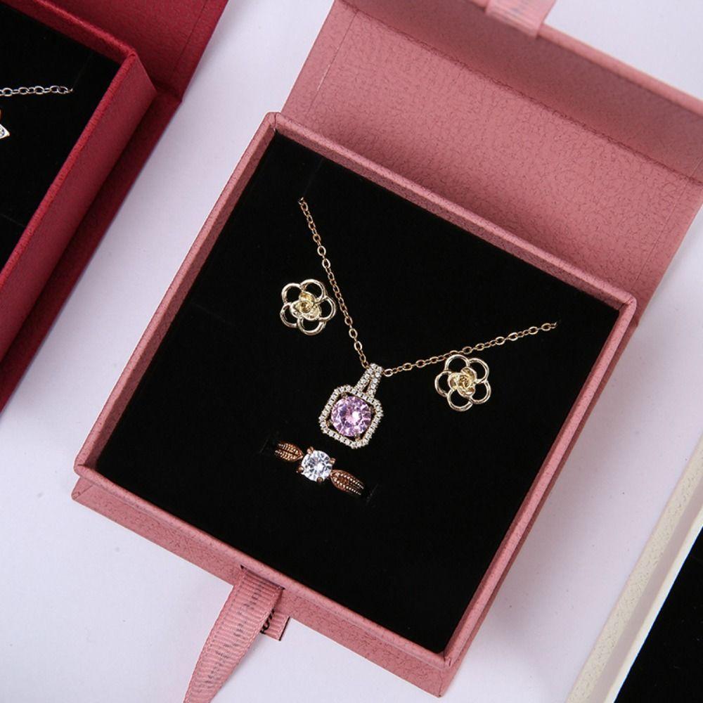 Paper Bowknot Ribbon Ring Earring Storage Case High-end Jewelry Packaging Case Jewelry Box