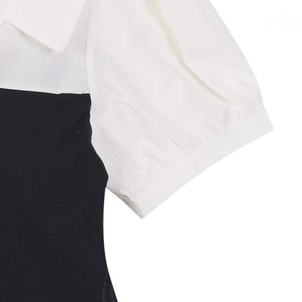 LAP Open Collar Color Puff Blouse As2wb420