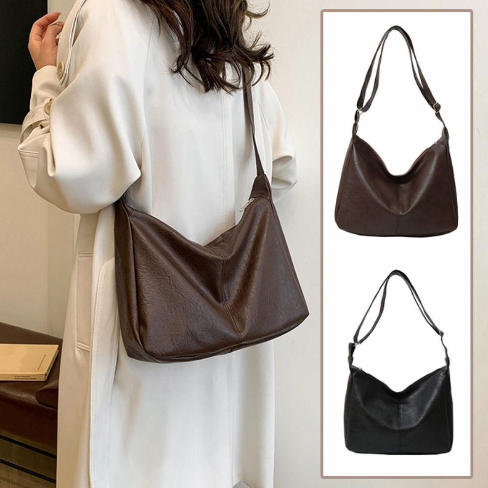 Korean Style Solid Color Crossbody Bag PU Leather Ladies Luxury Tote Bag  Korean Style