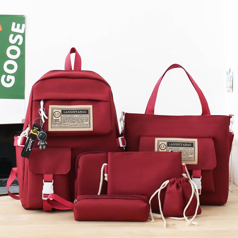 5 Stück/Set Rucksack Einfach Große Kapazität Reise Rucksack Mittelschüler Oberstufenschüler Schultasche