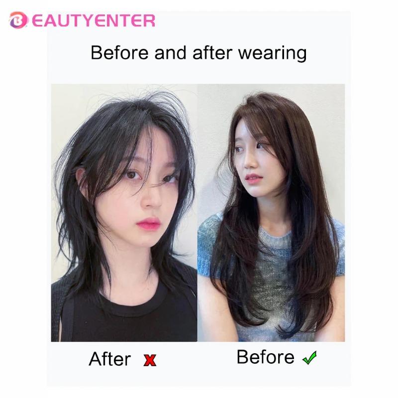 U-shaped Hair Extension Synthetic Hair Long Straight Clip In Hair Extensions False Hair Black Ren Hair Pieces for Women