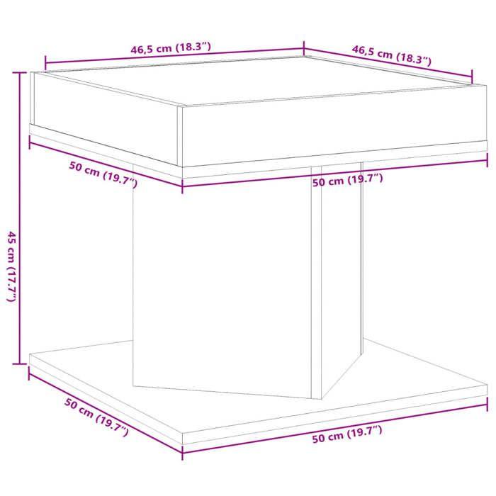 VidaXL Table basse avec LED gris béton 50x50x45 cm bois d'ingénierie, table d'appoint, table de salon, table latérale, bout 847563
