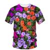 Summer Round Neck 3D Floral Plant Graphic Printed Top Fashionable Casual Short Sleeved Children's Girl T-shirts