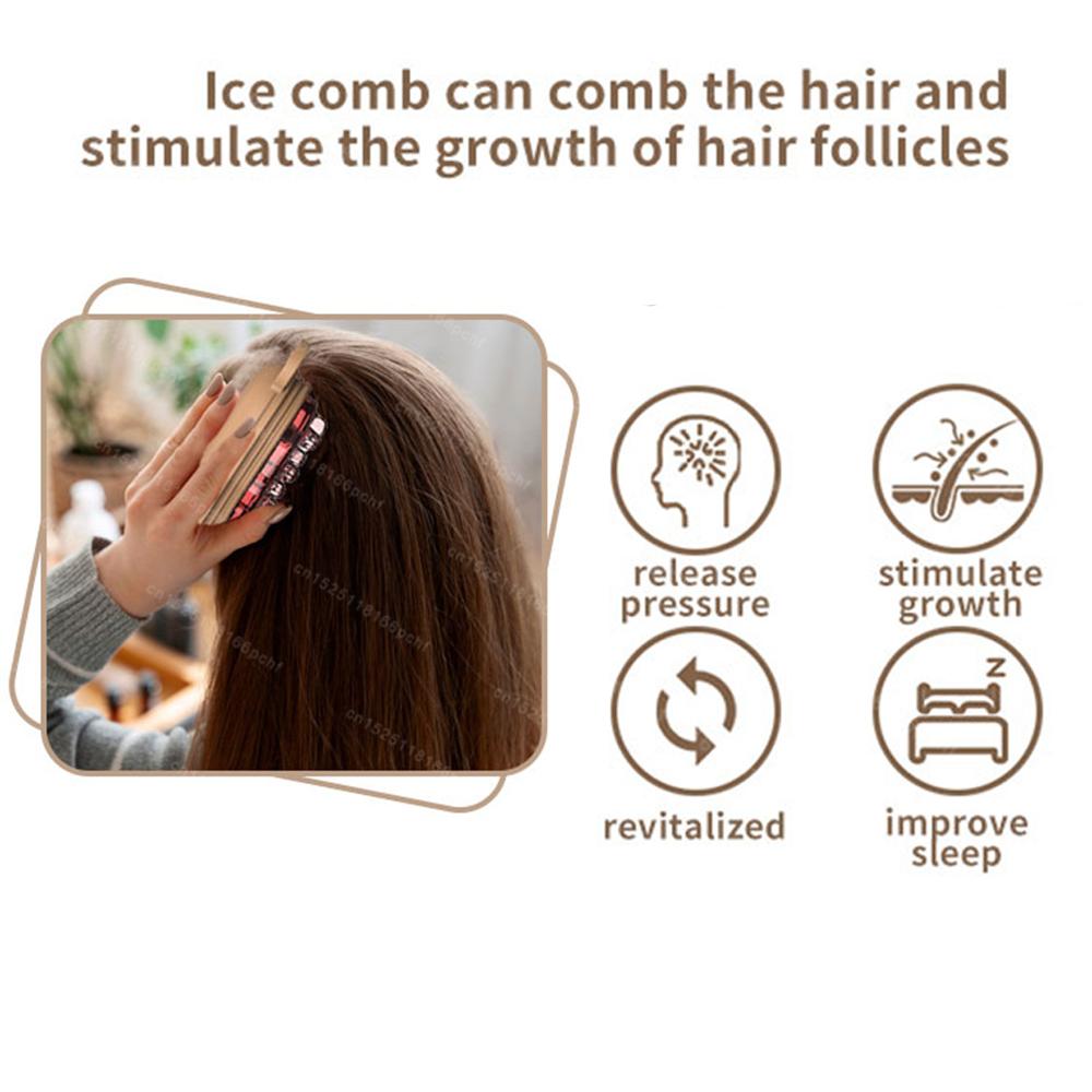 Silicone Rubber Ice Compress Head Therapy Massage Comb Cold Compress Scalp Contraction Massage Beauty Migraine Relief Stress